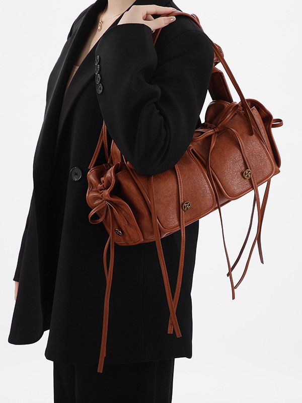 2025 Cross-Border New Versatile Shoulder Bag Fashion Vintage Large Capacity Commuter Shoulder Handbag